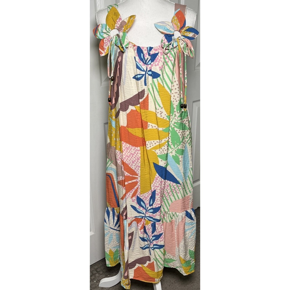 Oddi NWT Tropical Sleeveless Maxi Dress Boho Women's Size Medium